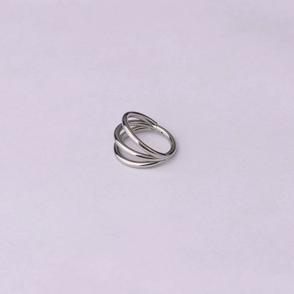 Unisex Threelayer Closed Ring Ear And Nose Piercing Jewelry Electroplated 316 Stainless Steel With Geometric Design