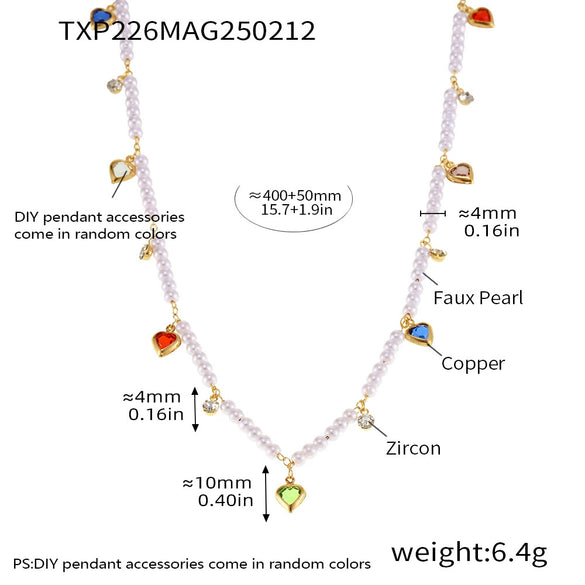 Unisex Titanium Steel And Copper Zircon Love Clavicle Chain Jewelry With Electroplating And Chain Pattern