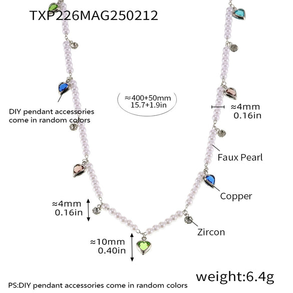 Unisex Titanium Steel And Copper Zircon Love Clavicle Chain Jewelry With Electroplating And Chain Pattern