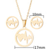 Unisex Titanium Steel Bear And Piglet Pendant Necklace And Stud Earrings Set With Electroplated Finish