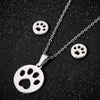Unisex Titanium Steel Bear And Piglet Pendant Necklace And Stud Earrings Set With Electroplated Finish