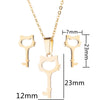 Unisex Titanium Steel Bear And Piglet Pendant Necklace And Stud Earrings Set With Electroplated Finish