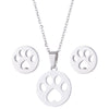 Unisex Titanium Steel Bear And Piglet Pendant Necklace And Stud Earrings Set With Electroplated Finish