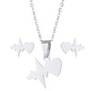Unisex Titanium Steel Bear And Piglet Pendant Necklace And Stud Earrings Set With Electroplated Finish