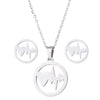 Unisex Titanium Steel Bear And Piglet Pendant Necklace And Stud Earrings Set With Electroplated Finish