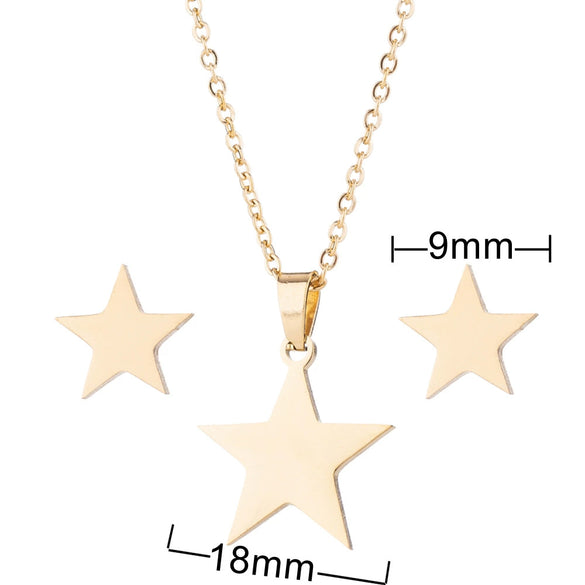 Unisex Titanium Steel Bear And Piglet Pendant Necklace And Stud Earrings Set With Electroplated Finish