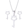 Unisex Titanium Steel Bear And Piglet Pendant Necklace And Stud Earrings Set With Electroplated Finish