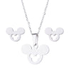 Unisex Titanium Steel Bear And Piglet Pendant Necklace And Stud Earrings Set With Electroplated Finish