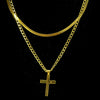 Unisex Titanium Steel Cross Double Layer Stacked Necklace With Twist Chain Electroplated Stainless Steel Pendant