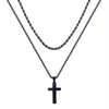 Unisex Titanium Steel Cross Double Layer Stacked Necklace With Twist Chain Electroplated Stainless Steel Pendant