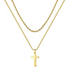 Unisex Titanium Steel Cross Double Layer Stacked Necklace With Twist Chain Electroplated Stainless Steel Pendant