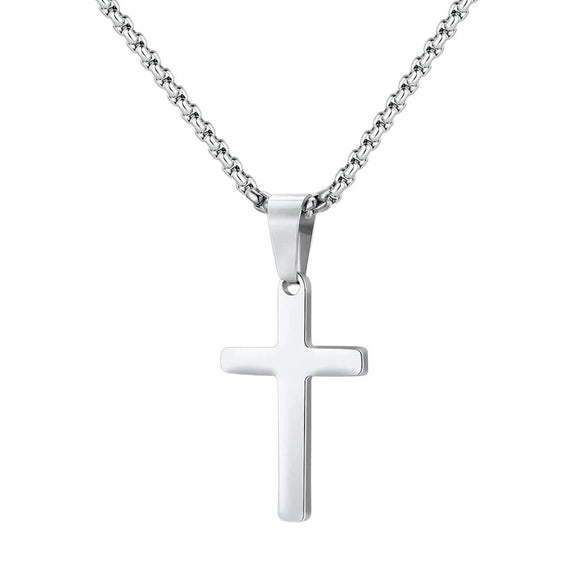 Unisex Titanium Steel Cross Double Layer Stacked Necklace With Twist Chain Electroplated Stainless Steel Pendant