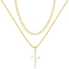 Unisex Titanium Steel Cross Double Layer Stacked Necklace With Twist Chain Electroplated Stainless Steel Pendant