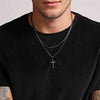 Unisex Titanium Steel Cross Double Layer Stacked Necklace With Twist Chain Electroplated Stainless Steel Pendant