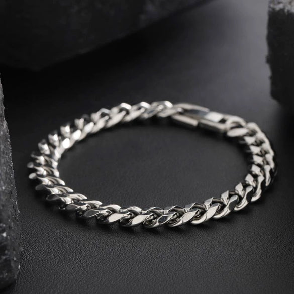 Unisex Titanium Steel Cuban Chain Bracelet With Ushaped Design Electroplated Versatile Fashion Jewelry