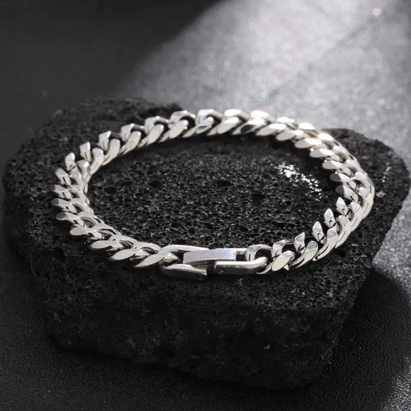 Unisex Titanium Steel Cuban Chain Bracelet With Ushaped Design Electroplated Versatile Fashion Jewelry