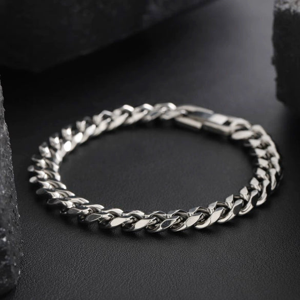 Unisex Titanium Steel Cuban Chain Bracelet With Ushaped Design Electroplated Versatile Fashion Jewelry