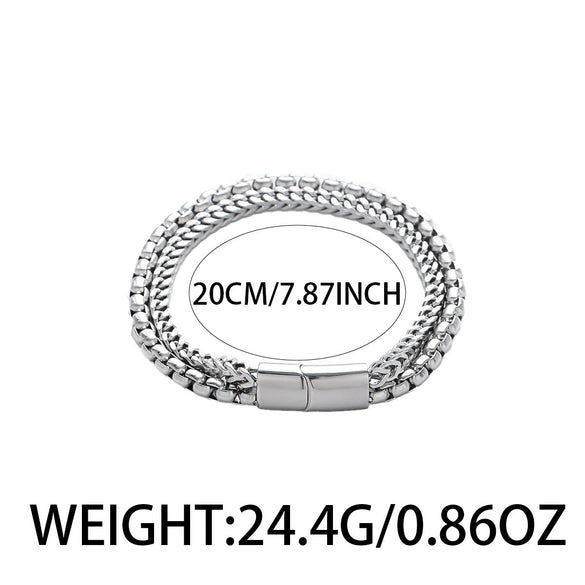 Unisex Titanium Steel Doublelayer Bracelet With Handmade Ushaped Geometric Design And Simple Minimalist Style