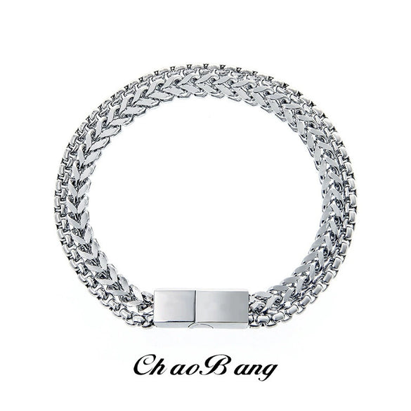 Unisex Titanium Steel Doublelayer Bracelet With Handmade Ushaped Geometric Design And Simple Minimalist Style