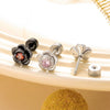 Unisex Titanium Steel Earrings With Black Flower Pattern And Electroplating Treatment