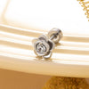Unisex Titanium Steel Earrings With Black Flower Pattern And Electroplating Treatment