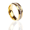 Unisex Titanium Steel Full Stone Inlaid Arc Band Ring Single Row Diamond Style Circle Ring