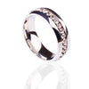 Unisex Titanium Steel Full Stone Inlaid Arc Band Ring Single Row Diamond Style Circle Ring