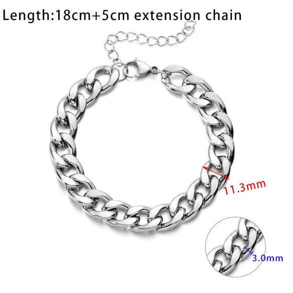 Unisex Titanium Steel Geometric Charm Bracelet Hip Hop Trendy Fashion Jewelry For Men And Women