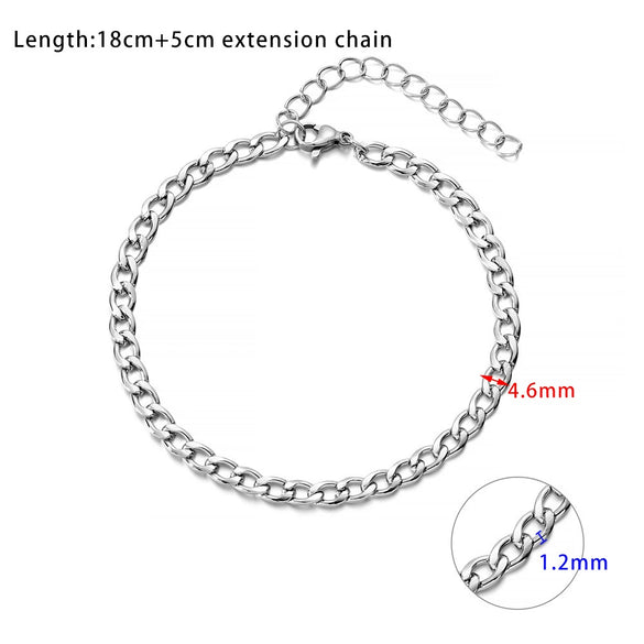 Unisex Titanium Steel Geometric Charm Bracelet Hip Hop Trendy Fashion Jewelry For Men And Women