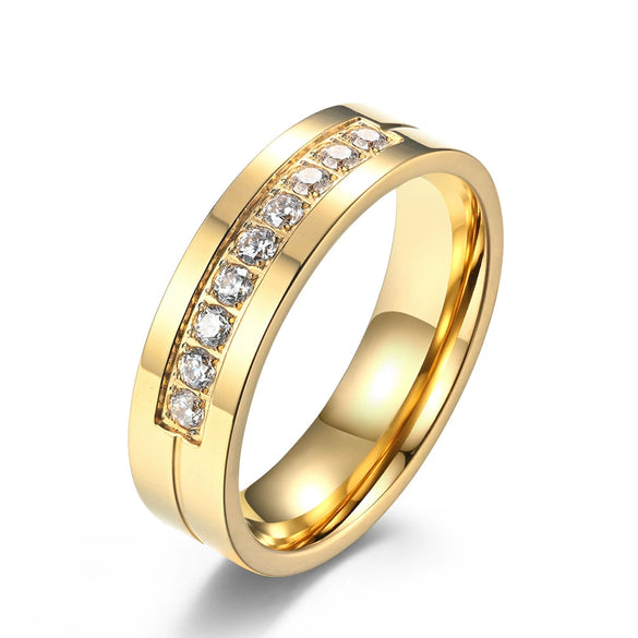 Unisex Titanium Steel Geometric Couple Rings Simple Polished Glossy Wedding Band Hand Jewelry
