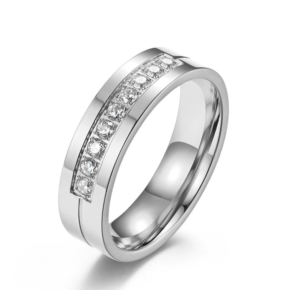 Unisex Titanium Steel Geometric Couple Rings Simple Polished Glossy Wedding Band Hand Jewelry