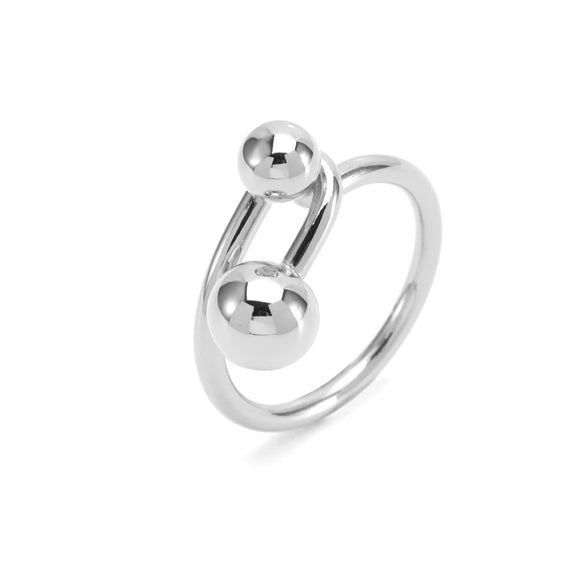 Unisex Titanium Steel Geometric Metal Ball Knotted Ring With Electroplated Finish Fashion Jewelry