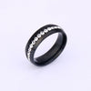 Unisex Titanium Steel Geometric Ring With Single Row Rhinestone Diamond Detail Exquisite Stainless Steel Style Jewelry