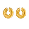 Unisex Titanium Steel Hollow Threaded Ear Clip Earrings With Geometric Style And Vacuum Electroplating In Furnace Treatment