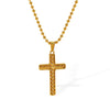 Unisex 316L Stainless Steel 18K Gold Plated Embossed Cross Pendant Necklace