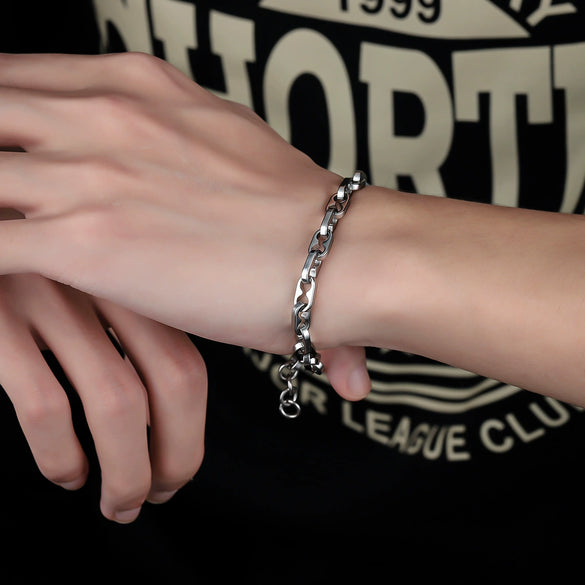 Unisex Titanium Steel Letter Text Bracelet With Polished Finish Simple Fashion Jewelry Non Fading Design For Wholesale