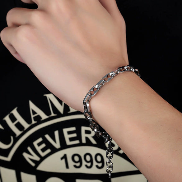 Unisex Titanium Steel Letter Text Bracelet With Polished Finish Simple Fashion Jewelry Non Fading Design For Wholesale