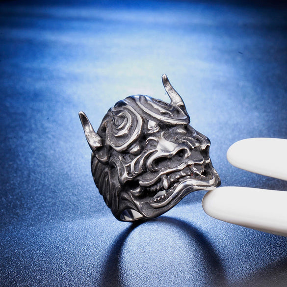 Unisex Titanium Steel Skull Ring With Geometric Design Polished Finish And Retro Statement Style