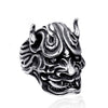 Unisex Titanium Steel Skull Ring With Geometric Design Polished Finish And Retro Statement Style