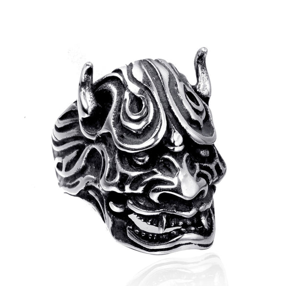 Unisex Titanium Steel Skull Ring With Geometric Design Polished Finish And Retro Statement Style