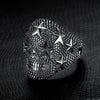 Unisex Titanium Steel Star Pattern Textured Statement Ring With Oil Finish For Men And Women