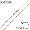 Unisex Titanium Steel Twist Chain Necklace With Geometry Pattern And Gold Inlaid Pendant