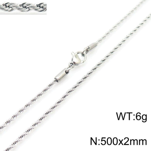 Unisex Titanium Steel Twist Chain Necklace With Geometry Pattern And Gold Inlaid Pendant