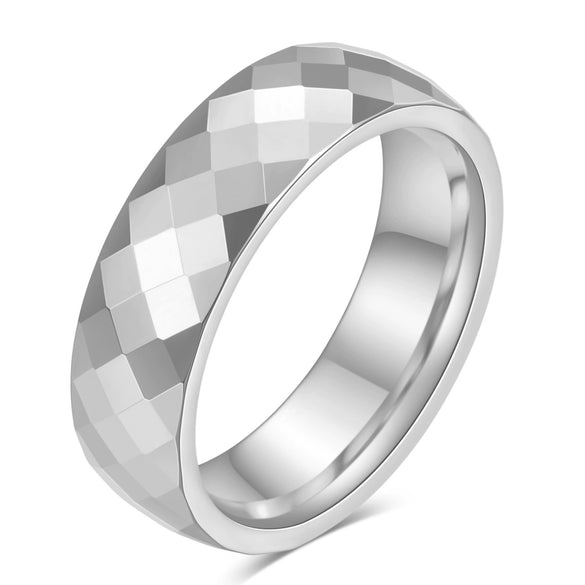 Unisex Tungsten Steel Couple Rings With Faceted Geometric Rhombus Design And Electroplated Finish Minimalist Fashion Accessories Wholesale