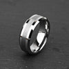 Unisex Tungsten Steel Couple Rings With Flat Chamfered Design And Sand Textured Center Real Gold Plated Geometric Wholesale Jewelry