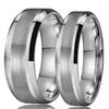 Unisex Tungsten Steel Couple Rings With Flat Chamfered Design And Sand Textured Center Real Gold Plated Geometric Wholesale Jewelry