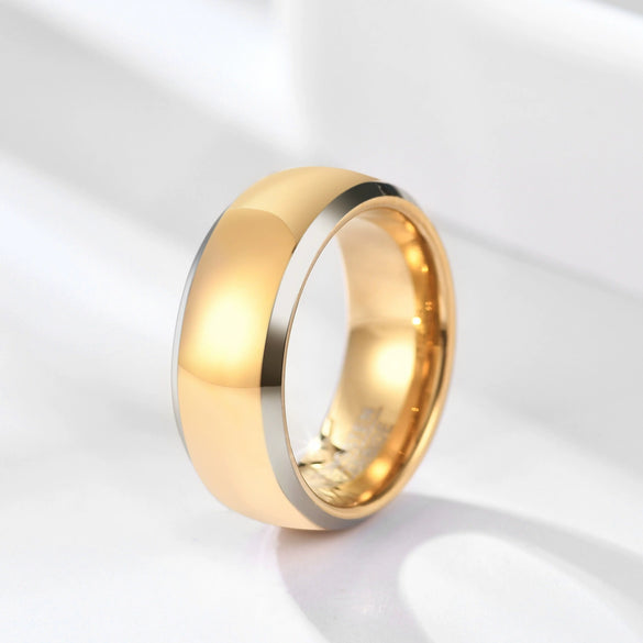 Unisex Tungsten Steel Ring With Geometric Design And Black And Gold Electroplated Finish Fashion Jewelry