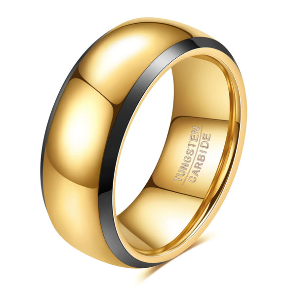 Unisex Tungsten Steel Ring With Geometric Design And Black And Gold Electroplated Finish Fashion Jewelry
