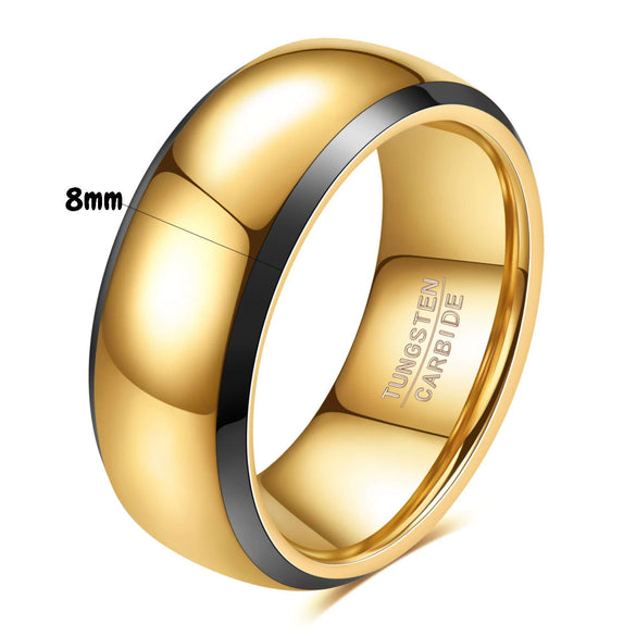 Unisex Tungsten Steel Ring With Geometric Design And Black And Gold Electroplated Finish Fashion Jewelry
