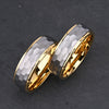 Unisex Tungsten Steel Ring With Handmade Hammered Finish Frosted Hexagonal Pattern And Real Gold Plating Geometric Light Luxury Jewelry